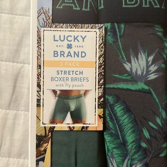 Lucky Brand S 3 pack Stretch SuperSoft Boxer Briefs Tropical Green Teal Navy - Picture 7 of 9
